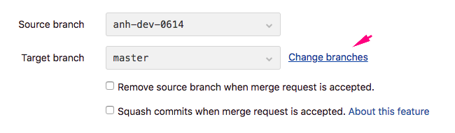 Đổi branch trong Merge Request GitLab