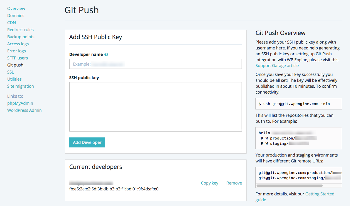 Thêm SSH Key trong project WPEngine
