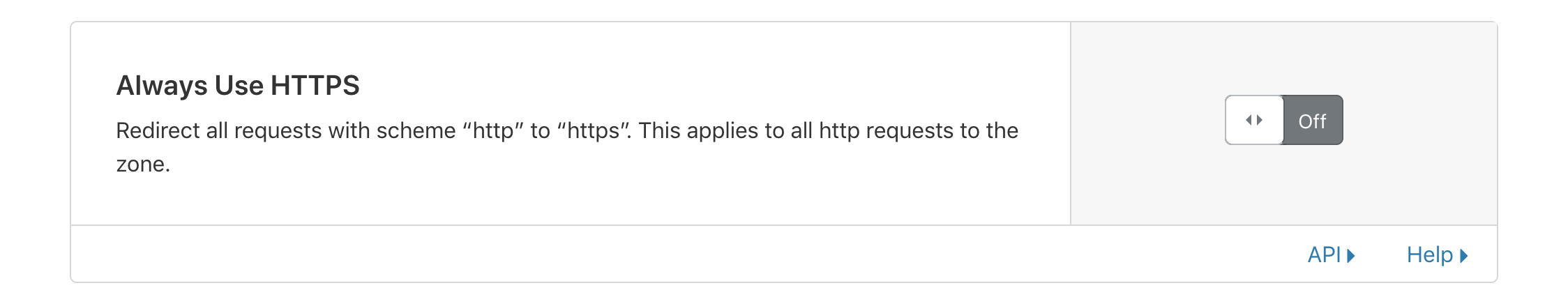 Giao diện bật Always HTTPS trên Cloudflare